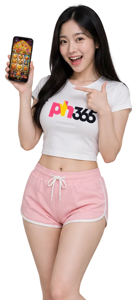 Playful pose with smartphone game display Playful pose with smartphone game display